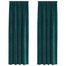 Blackout Gordijnen Met Topband 2 Stuks E Velours Donkergroen 140 x 245 cm met opgenaaide band