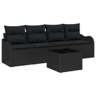 Garden Sofa Set Black poly rattan