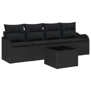 Tuinset poly rattan 5-delig zwart