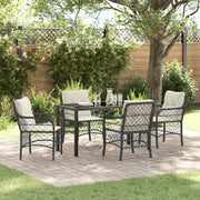 Tuinset poly rattan 4 stoelen tafel zwart