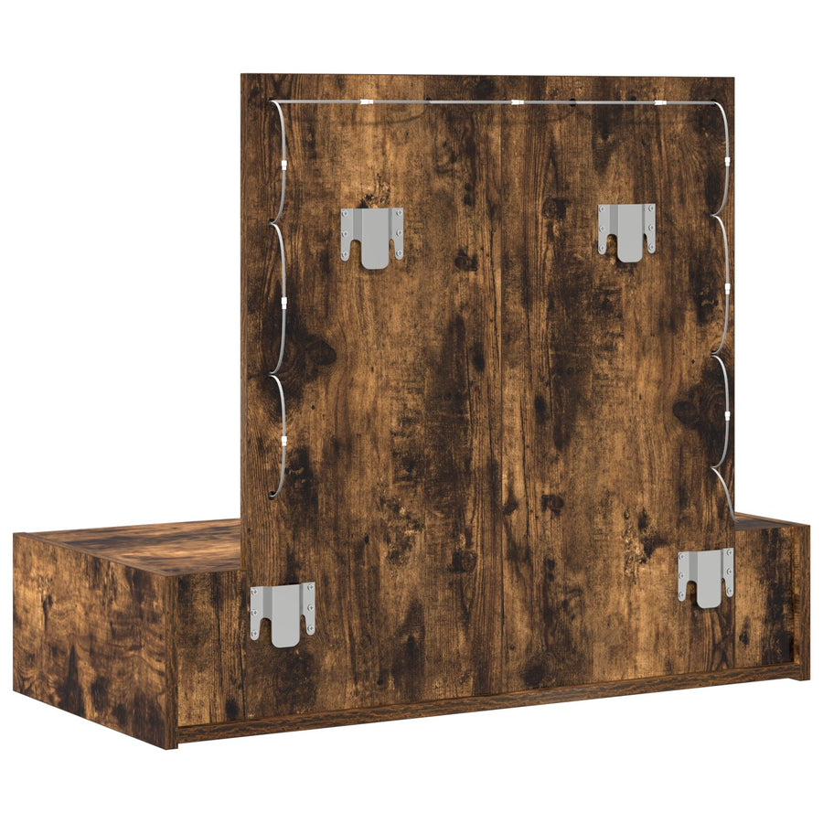 Wandkaptafel Verlichting 83 x 40 x 70 cm Gerookt eiken met LED