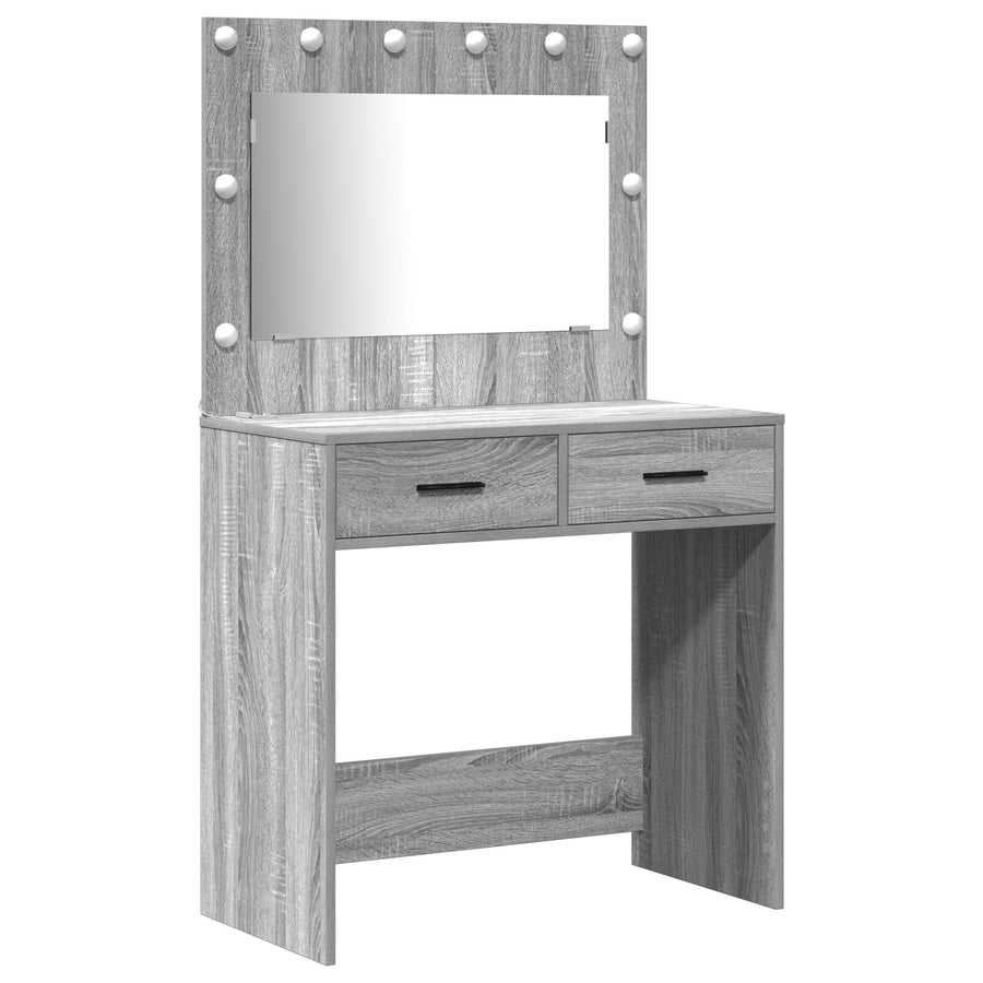 2-Delige Kaptafelset Met Led - Grijs Sonoma Hout