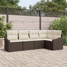 Tuin Sofa Set Set Van 5 Bruin, Crème Riet, Polyester