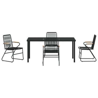 5-Delige Tuin Eetset Zwart Pvc Rattan