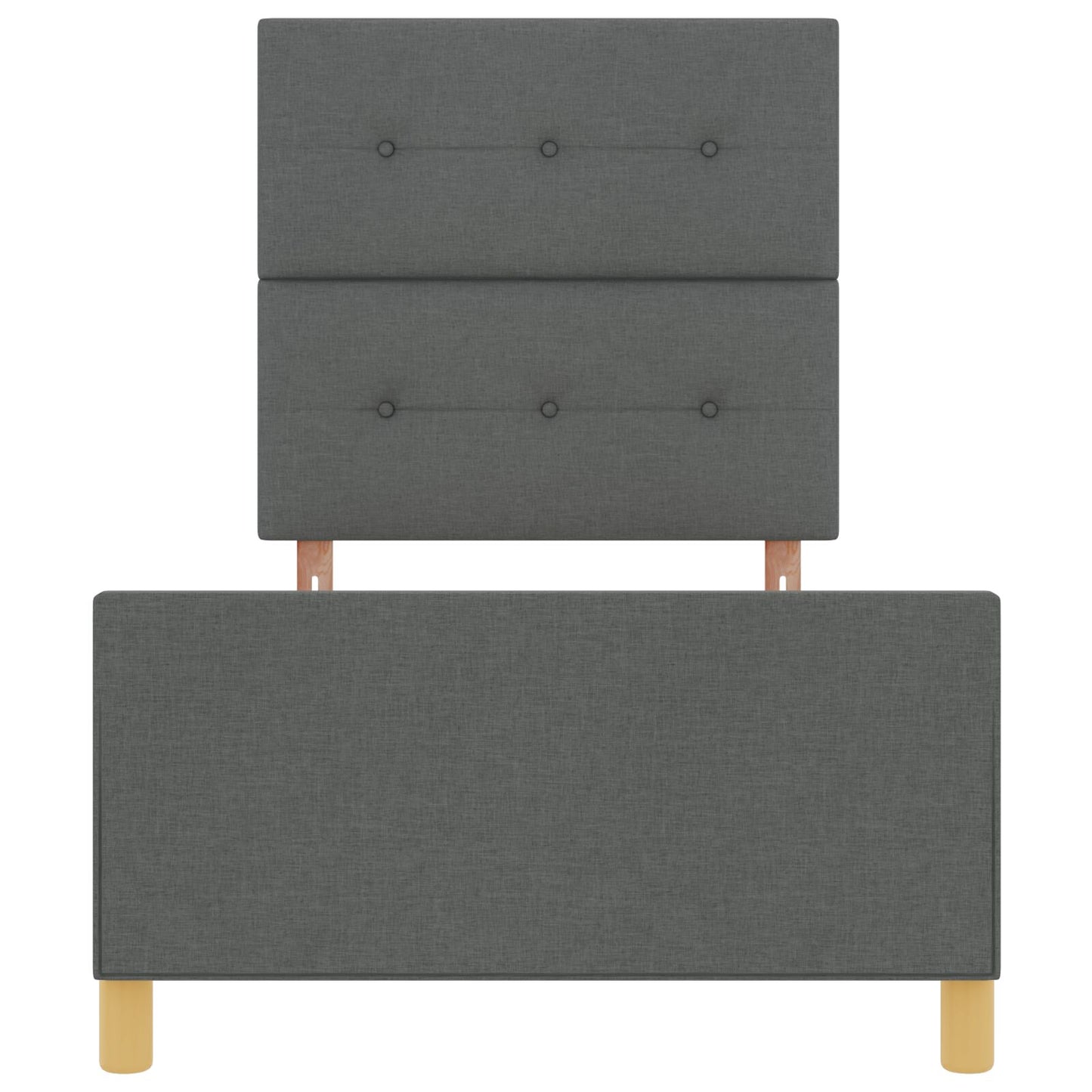 Bed Frame Donkergrijs 90X190 Cm Stof Crème