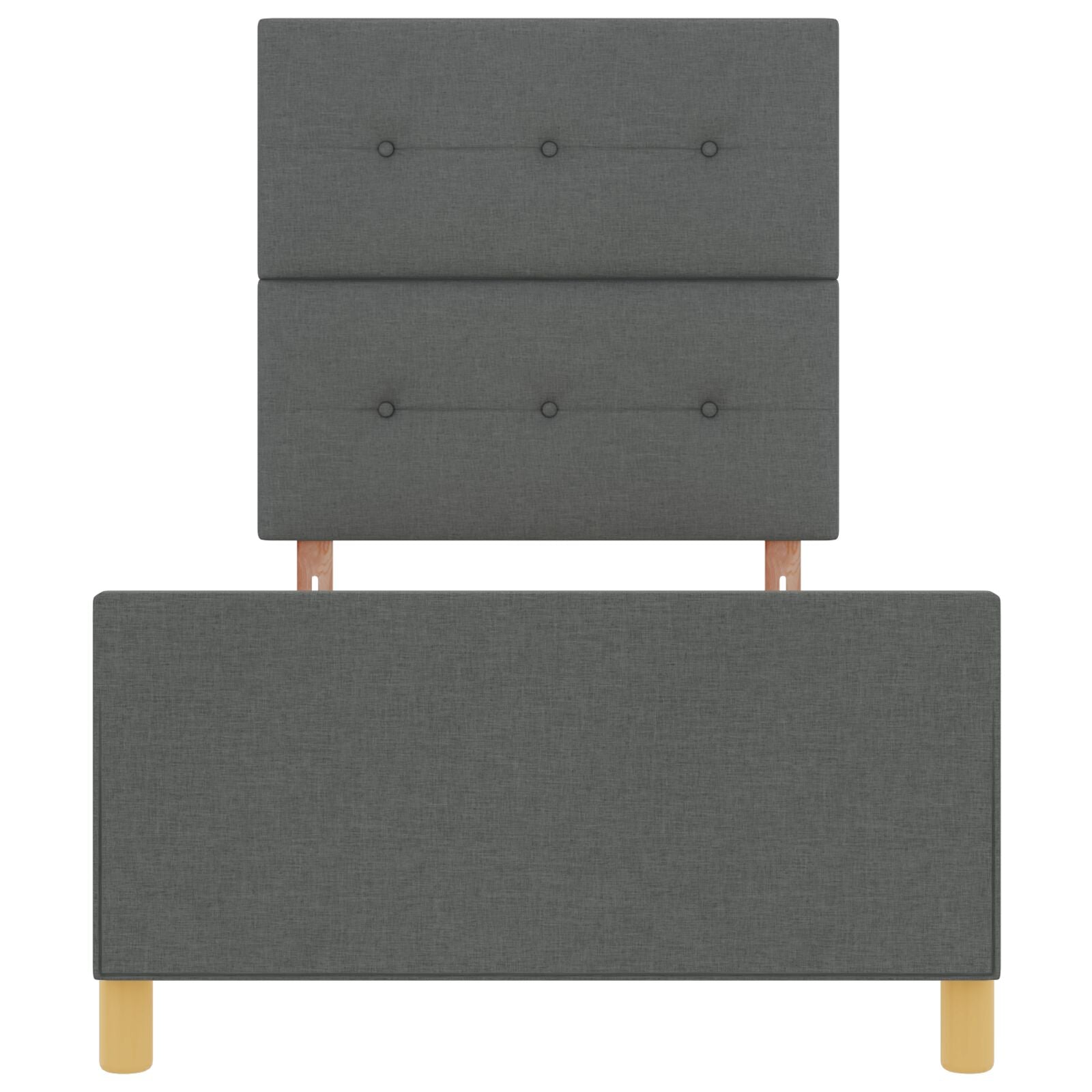Bed Frame Donkergrijs 90X190 Cm Stof Crème