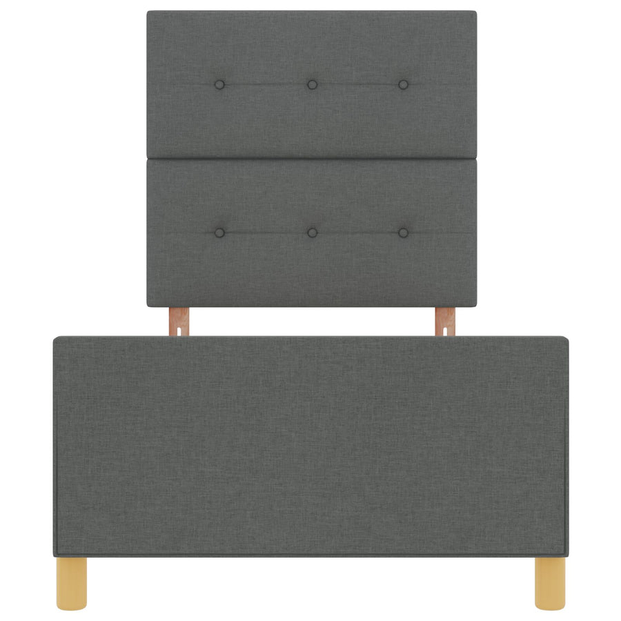 Bed Frame Donkergrijs 90X190 Cm Stof Crème