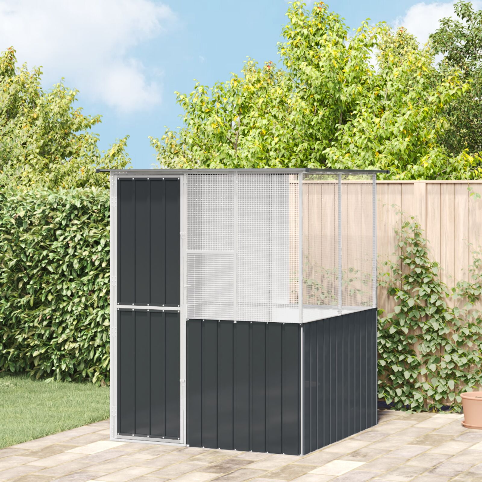 Vogelkooi Anthraciet 215X78X200 Cm Gegalvaniseerd Staal