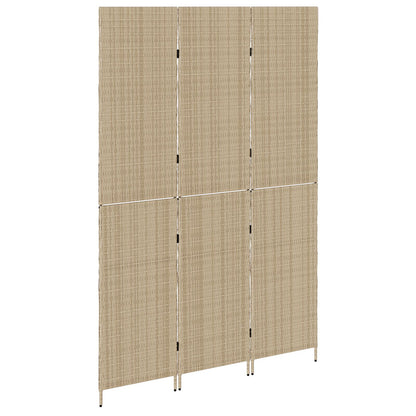 Ruimteverdeler 3 Panels Vouwbaar 146X Poly Riet 200 cm Beige 3 panelen