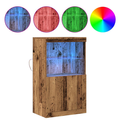 Dressoir Met Led-Verlichting Oud Hout 60X37X100 Cm Oude hout