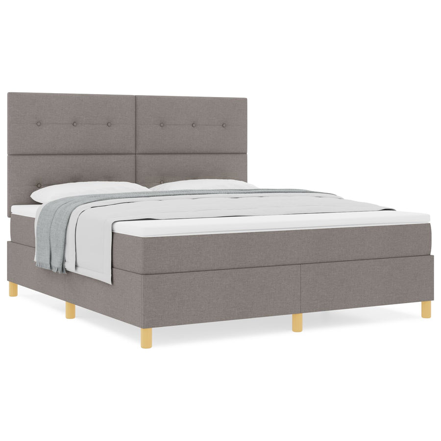 Boxspring Bed Met Matras Taupe Super King Stof Blauw