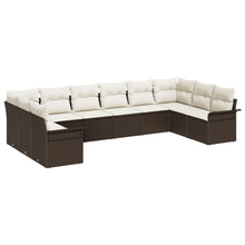 10-Delig Tuinbankstel Met Kussens Bruin Poly Rattan