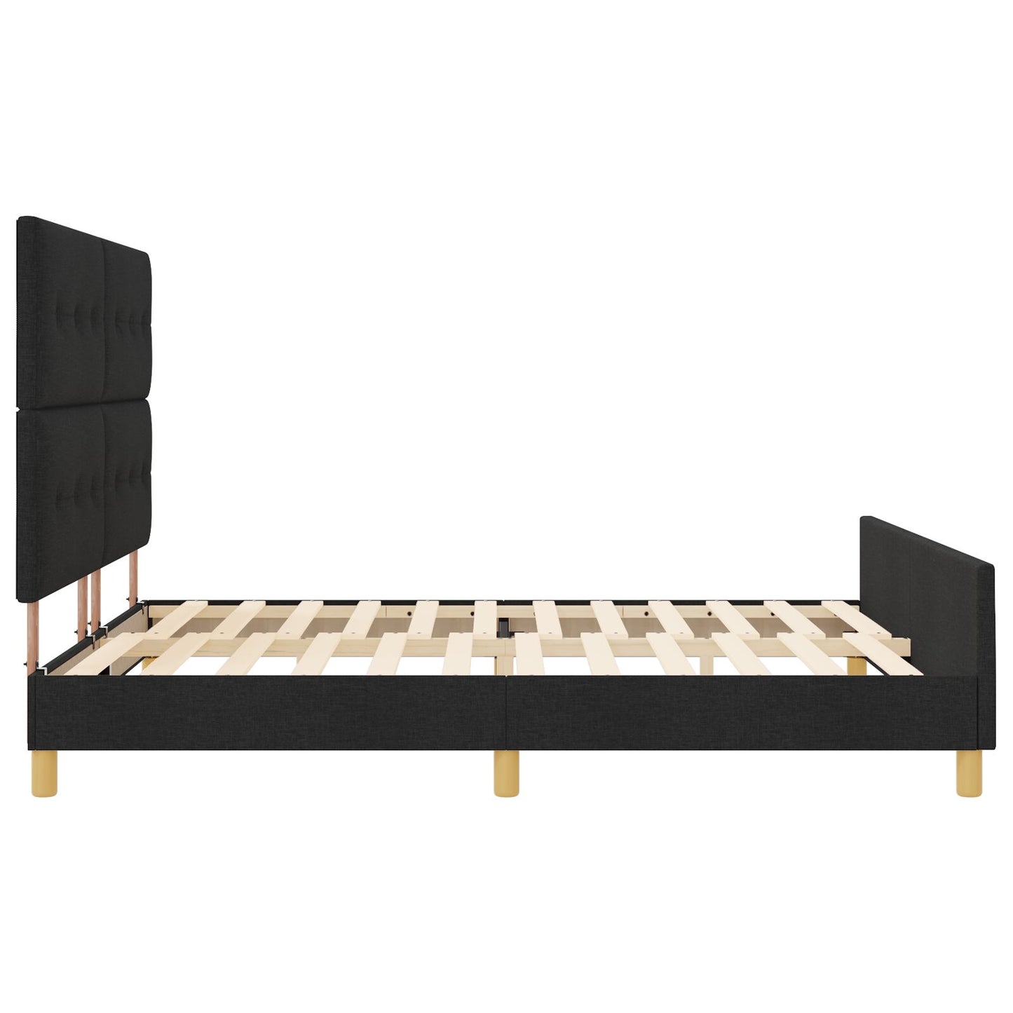 Bed Frame Zwart 180X200 Cm Stof Crème