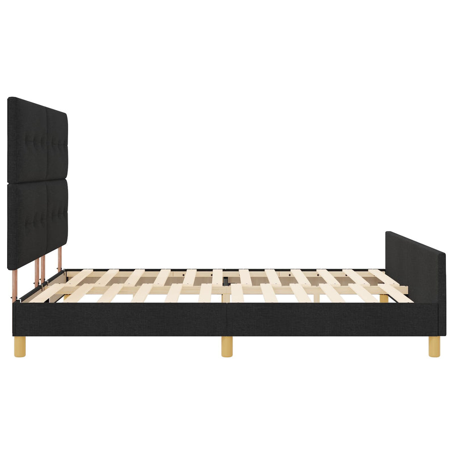 Bed Frame Zwart 180X200 Cm Stof Crème