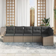 Modulaire loungebank 6-delig polyrattan grijs