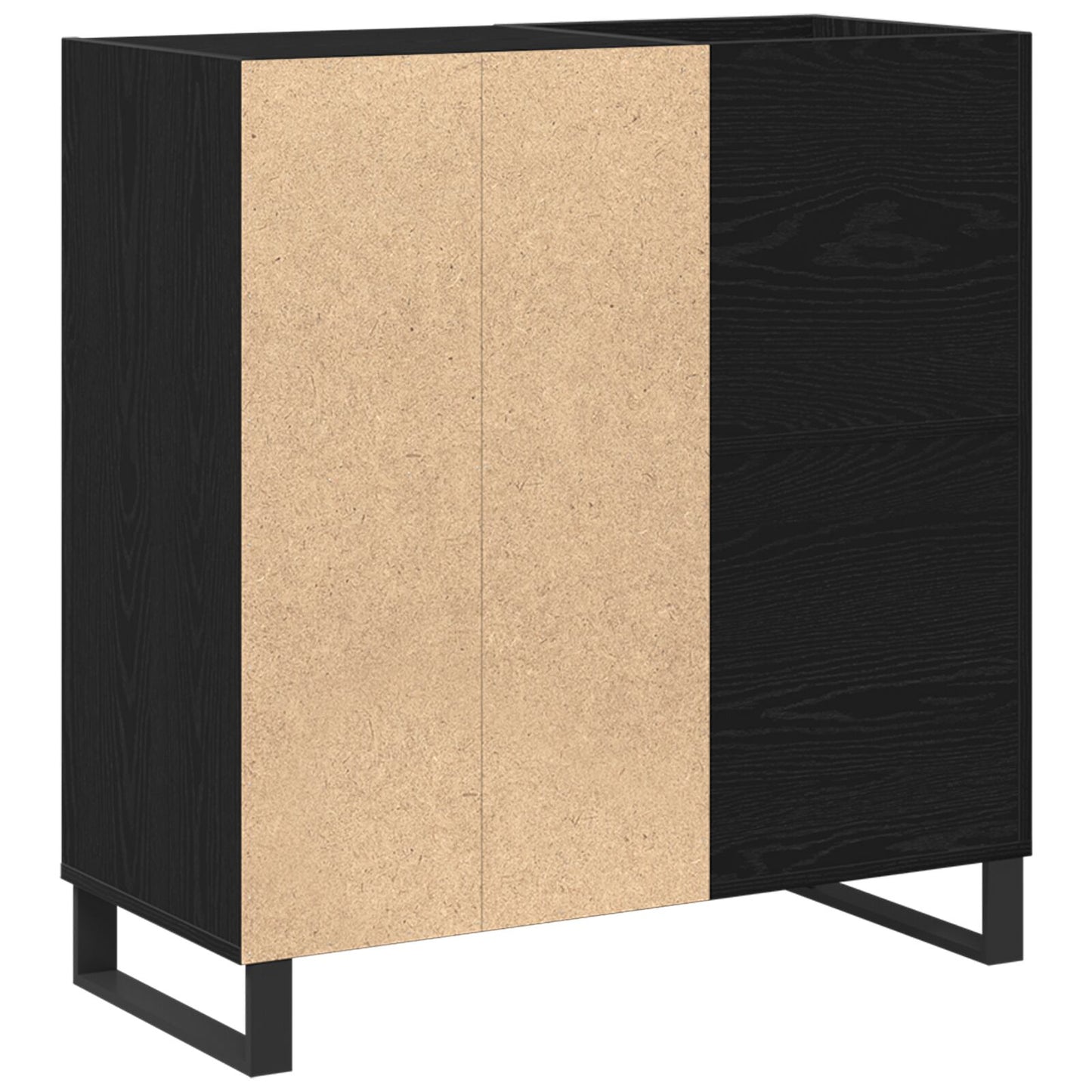 Recordkast 84.5X38X90 Cm Geconstrueerd Hout Zwart eiken