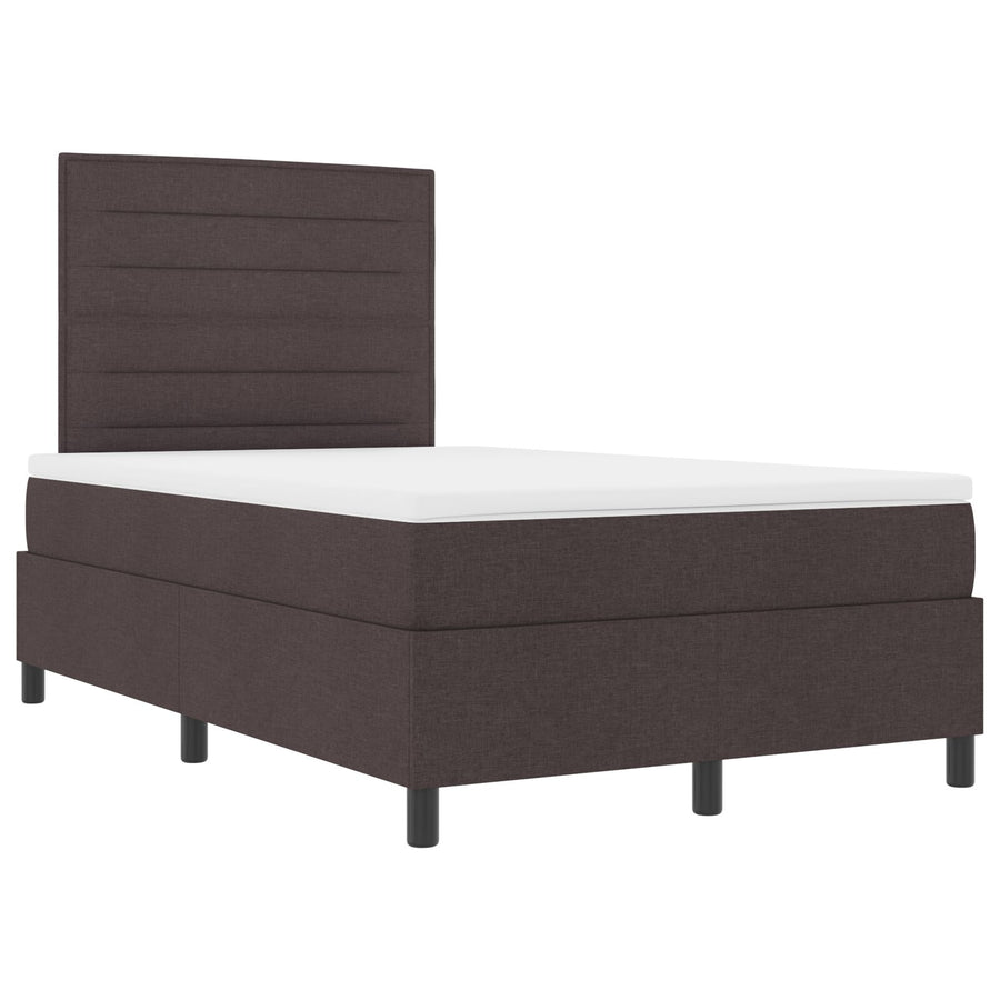 Boxspringbed Met Matras Stof Donkerbruin 120 x 200 cm Lijnenontwerp