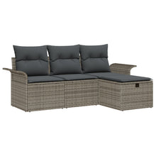 4-Delige Tuinsofaset Met Kussens Grijs Poly Rattan