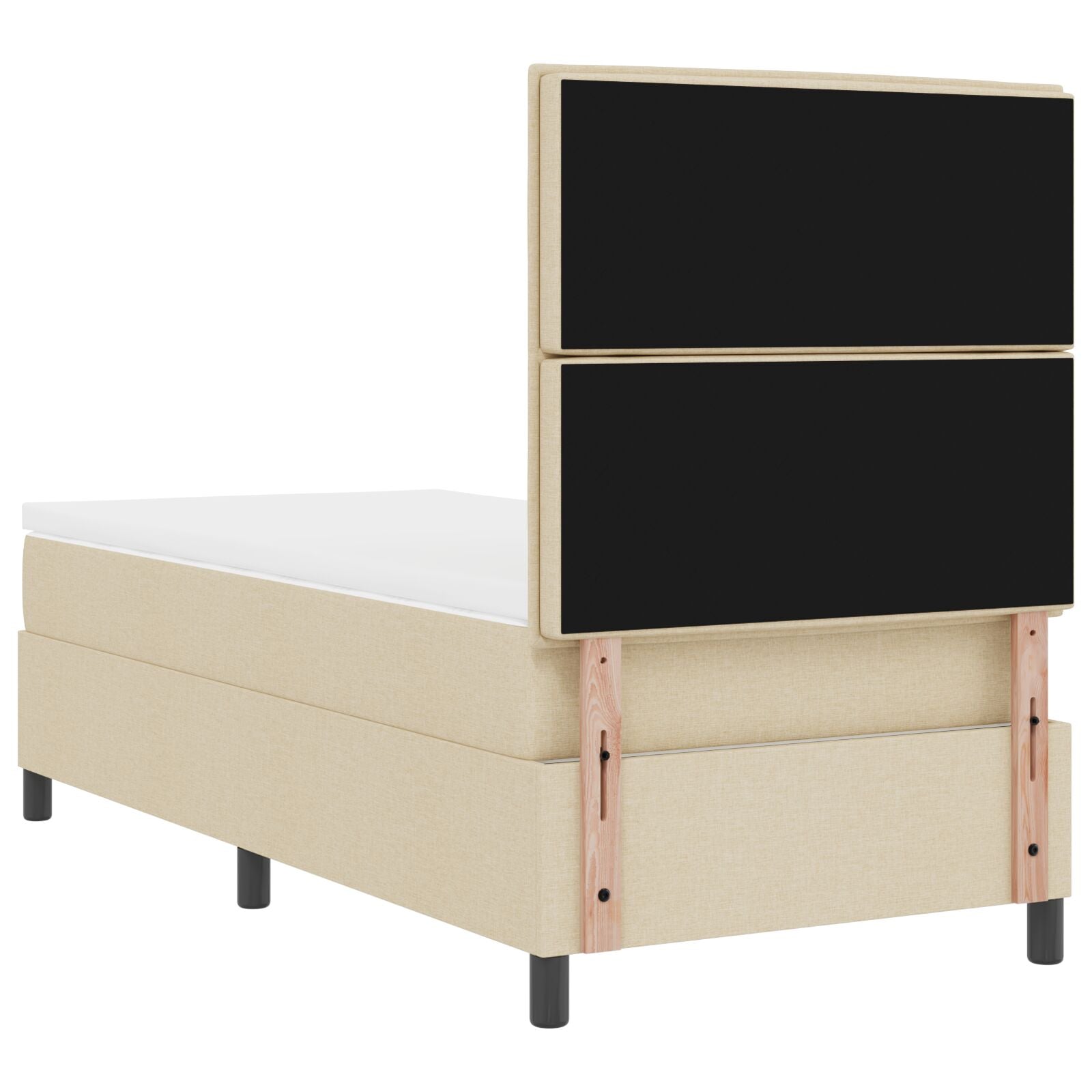 Boxspringbed Met Matras Eenpersoons Stof Crème 90 x 190 cm Lijnen ontwerp