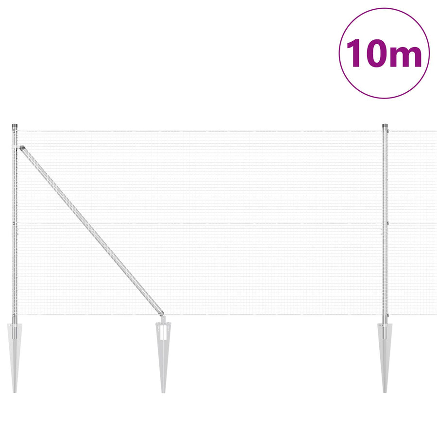 Gelaste Draad Fence Met 7 Spike Posts 1,2X10 M Gegalvaniseerd Staal Gegalvaniseerd Staal