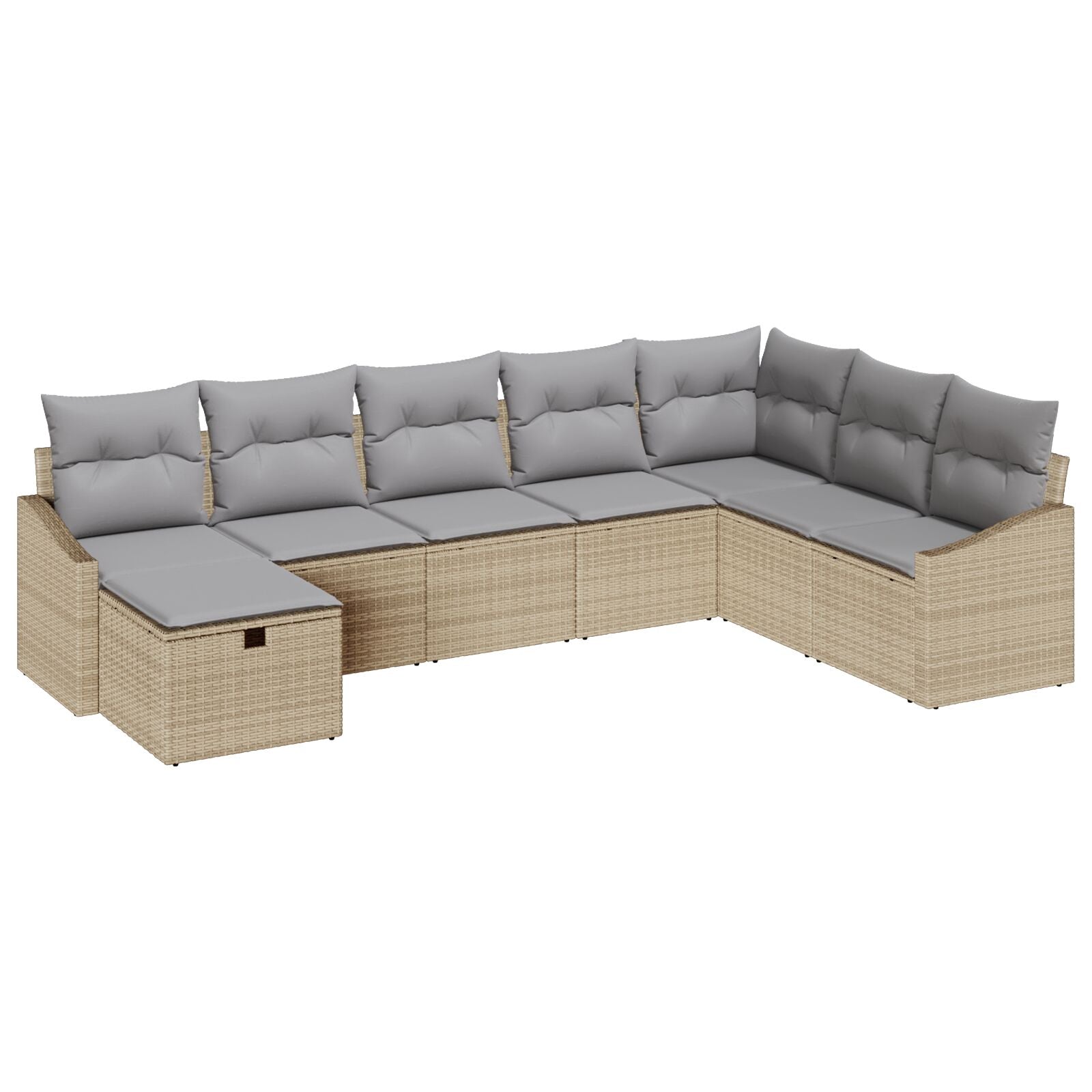 8-Delige Tuin Sofa Set Met Kussens Beige Poly Rattan Wit