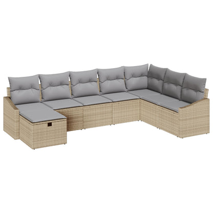 8-Delige Tuin Sofa Set Met Kussens Beige Poly Rattan Wit