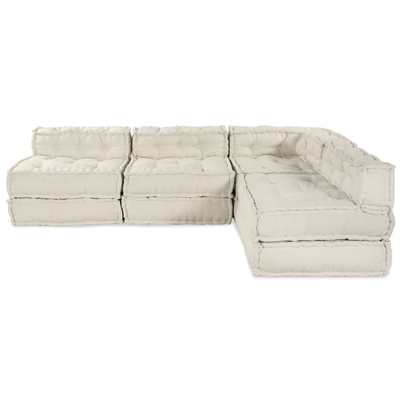 Modulaire Poefs 4 Stuks Stof Crème 70 x 70 x 54 cm 3x midden + hoek