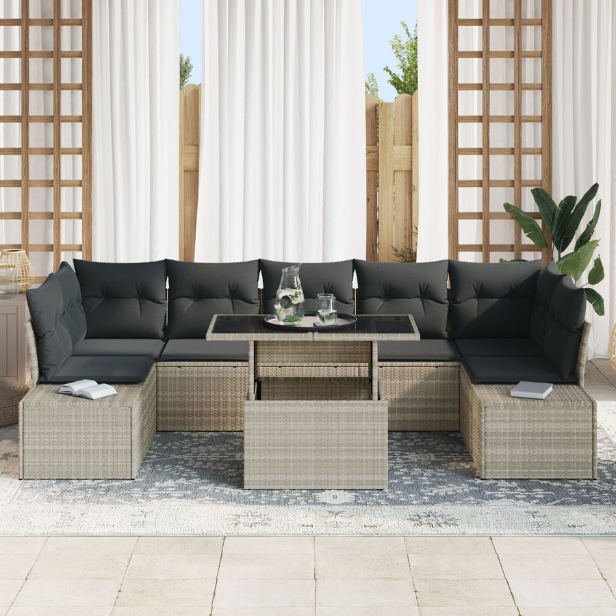 Tuin Sofa Set Set Van 8 Grijs En Natuur