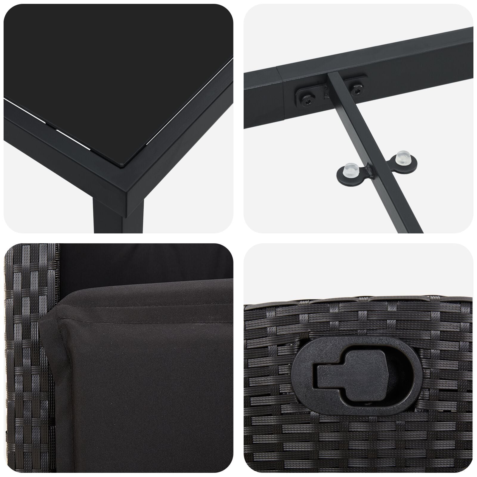 3-Persoons Tuin Eetset Zwart Poly Rattan