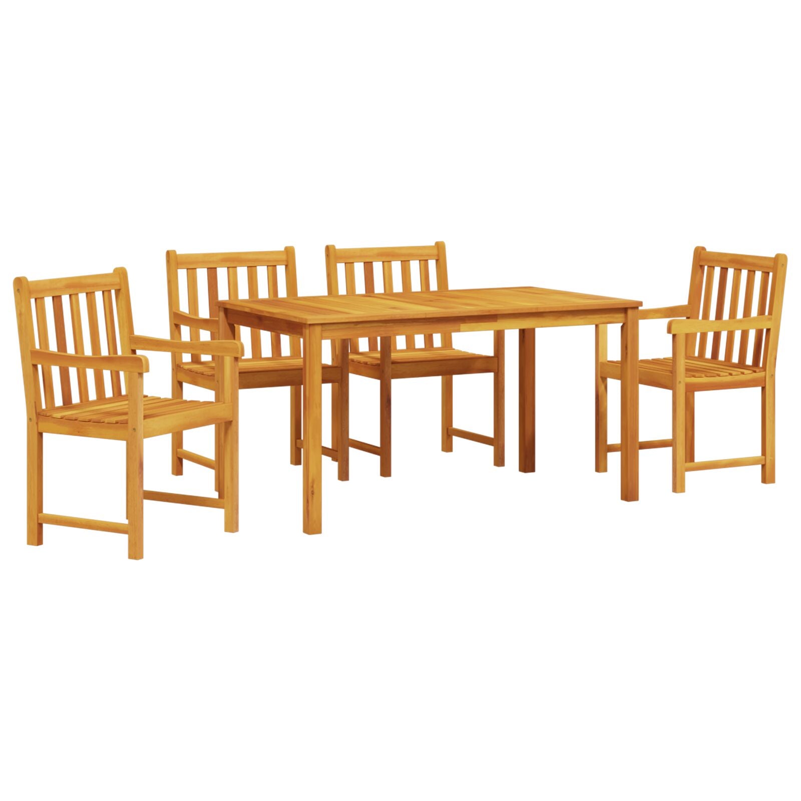 5-Delige Tuintafelset Van Massief Acaciahout 140 cm lange tafel 4-Persoons
