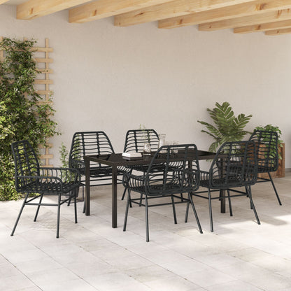 7 Delig Tuin Eetset Zwart Poly Rattan