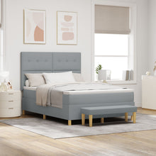 Boxspringbed Met Matras & Bank Stof Lichtgrijs 160 x 200 cm Knoopgestikt