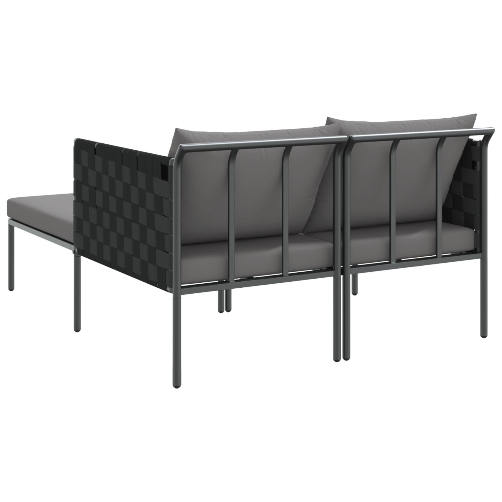 Zonnebed Met Kussens Voor 2 Personen Antraciet 115X153X69,5 Cm Staal Donkergrijs