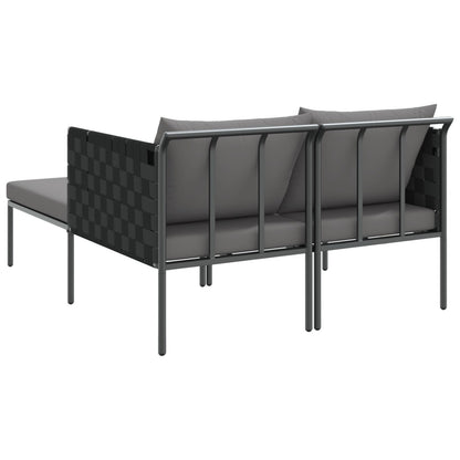 Zonnebed Met Kussens Voor 2 Personen Antraciet 115X153X69,5 Cm Staal Donkergrijs