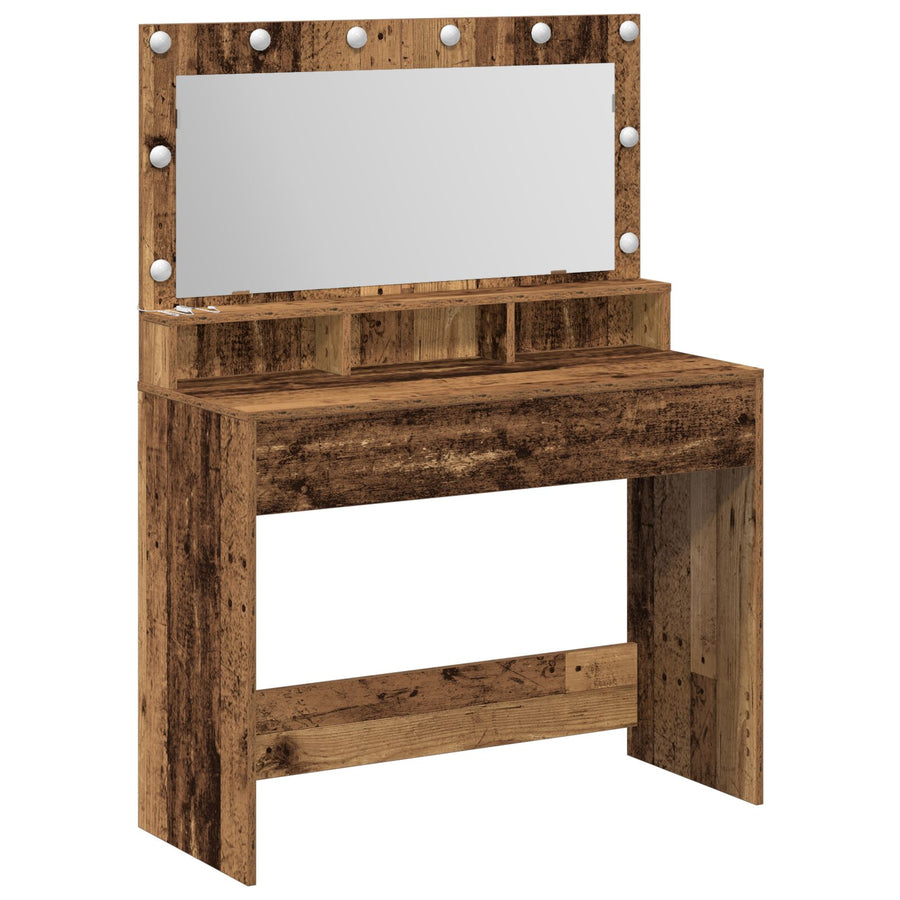 Kaptafel Met Led-Lichten - Vintage Hout - Oud hout 100 x 41 x 135 cm
