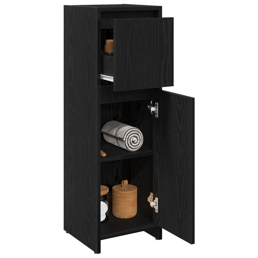 Badmeubel Zwart Eiken 30X30X95 Cm Gemaakt Van Hout
