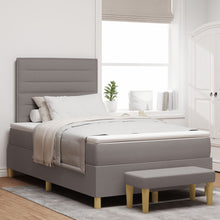 Bed Frame Met Matras Set Van 2 Stof Bedframe Taupe 120 x 200 cm Lijnen ontwerp