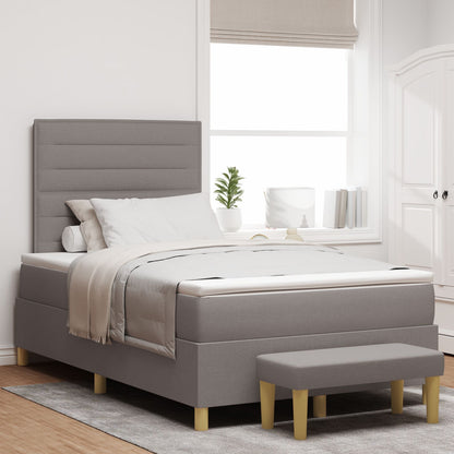 Bed Frame Met Matras Set Van 2 Stof Bedframe Taupe 120 x 200 cm Lijnen ontwerp