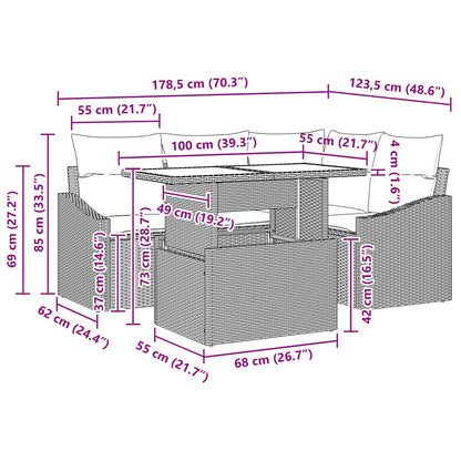 5-Delige Tuin Sofa Set Met Kussens Zwarte Poly Rattan