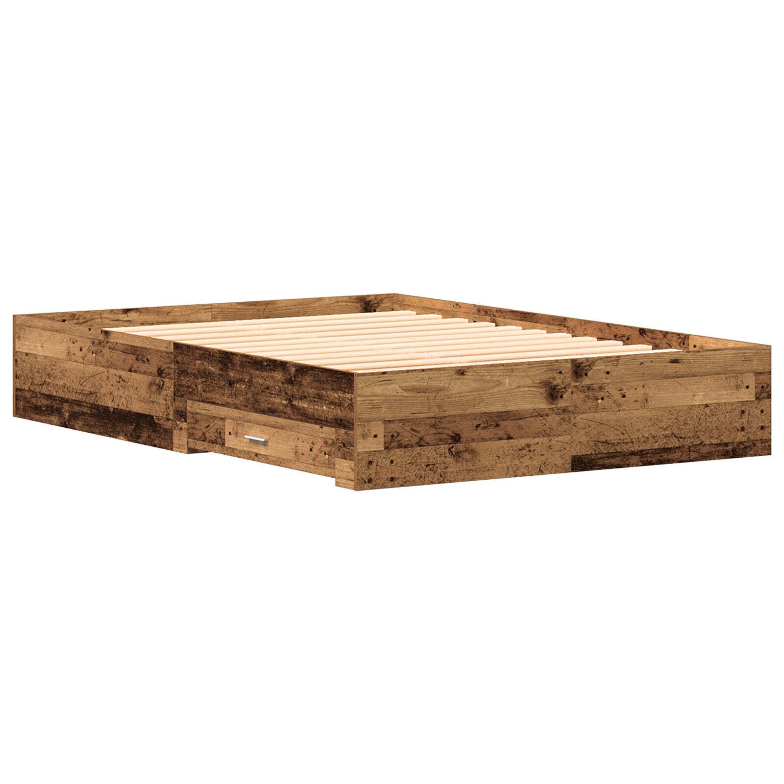 Bedframe Met Lades Oud Hout 135X190 Cm Engineered Hout Ambachtelijk Eiken