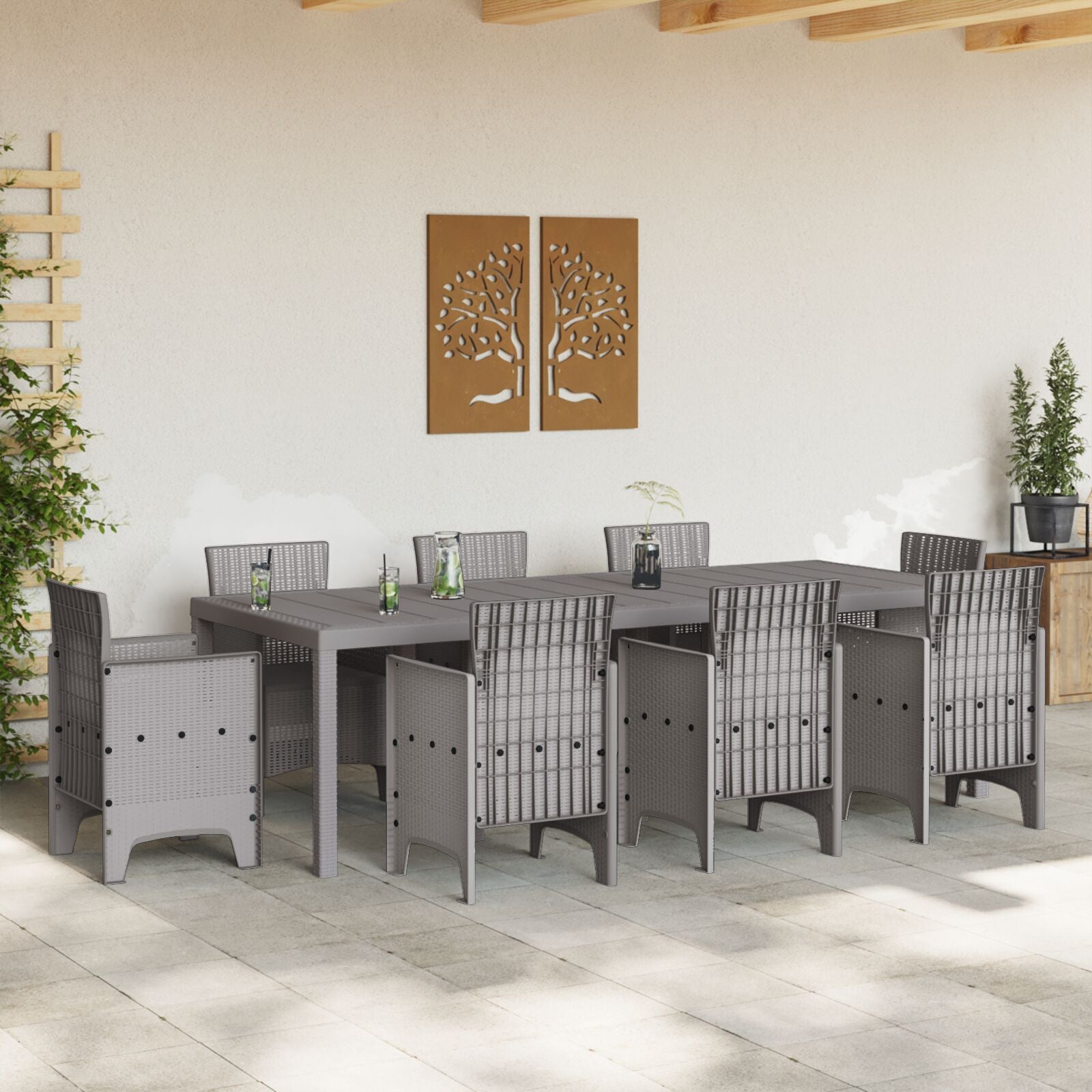 Tuin Tafel Metaal, Synthetische Materialen Groot Lichtgrijs 2.5 m