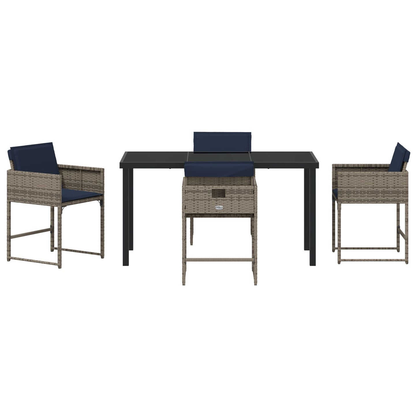 5-Delige Tuin Eetset Met Kussens Grijs Poly Rattan