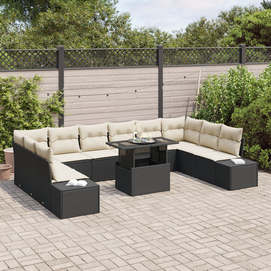 Tuinsofa Set Set Van 11 Zwart Rattan 11-Delige Outdoor Sofa Set