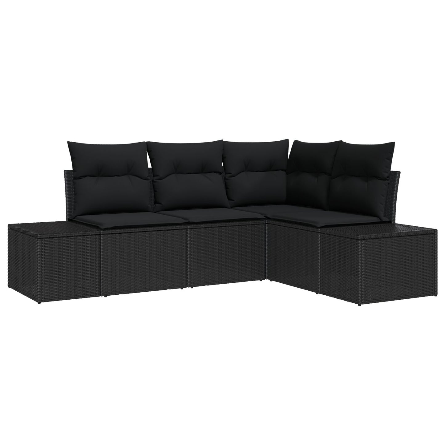 4 Delige Tuin Sofa Set Met Kussens Poly Rattan Zwart zonder tafel