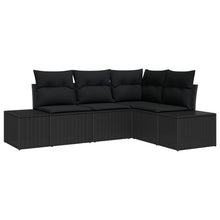 4 Delige Tuin Sofa Set Met Kussens Poly Rattan Zwart zonder tafel