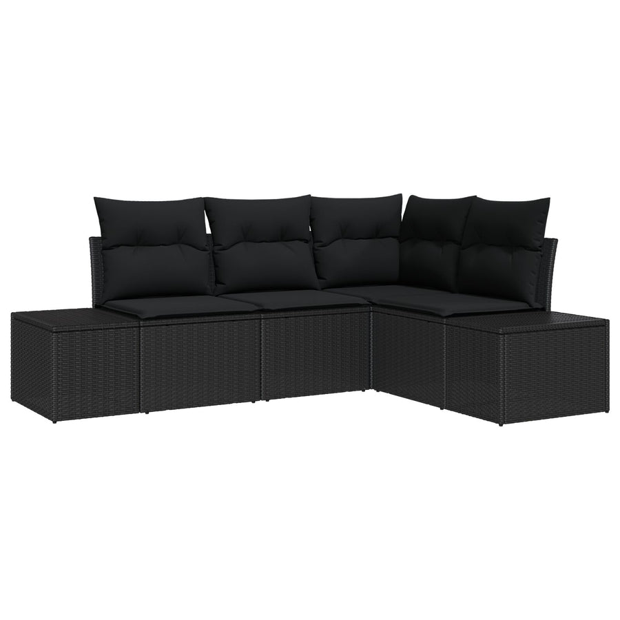 4 Delige Tuin Sofa Set Met Kussens Poly Rattan Zwart zonder tafel
