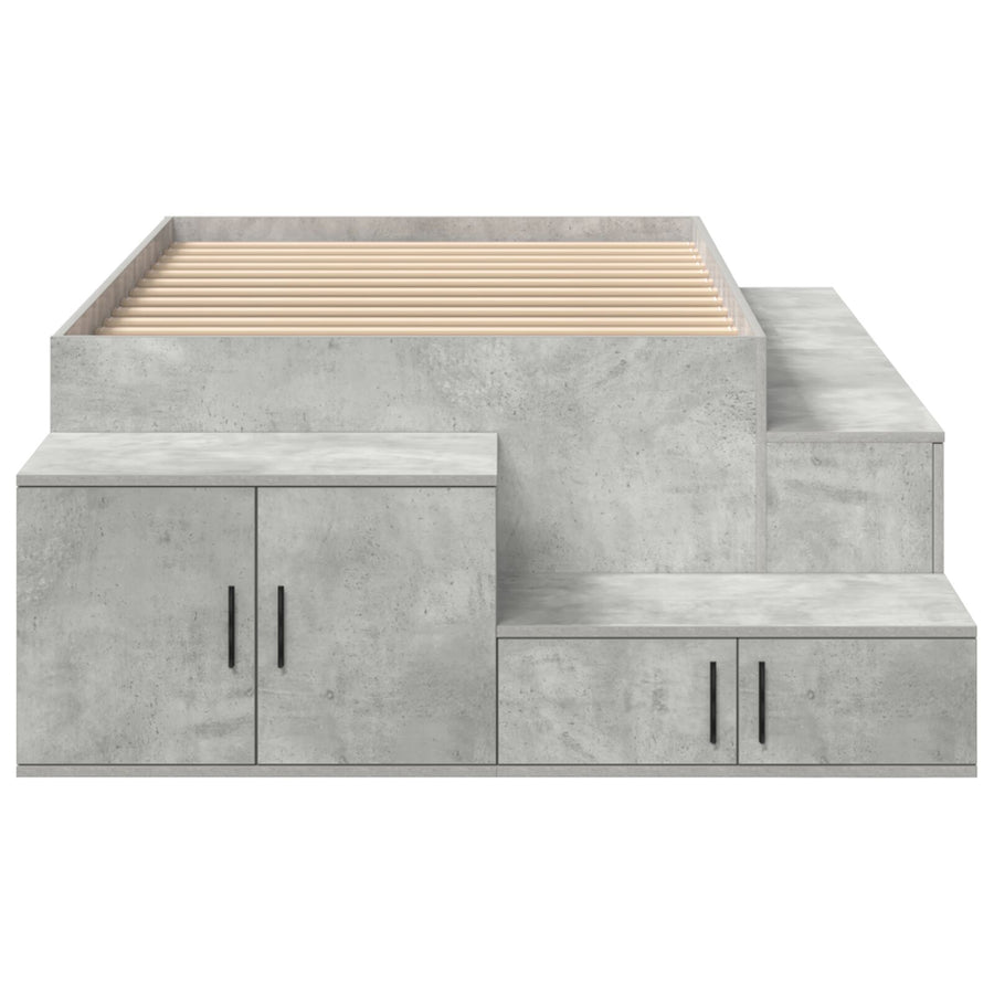 Opslagbed Beton Grijs Engineered Wood 75 X 190 Cm Opslagbedframe Artisanaal Eiken