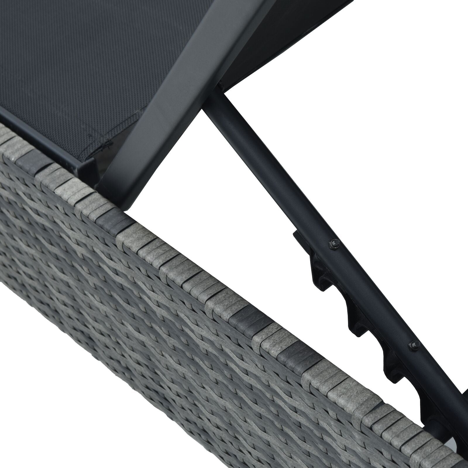 Zonnebed 60X200X27 Cm Poly Rattan Grijs