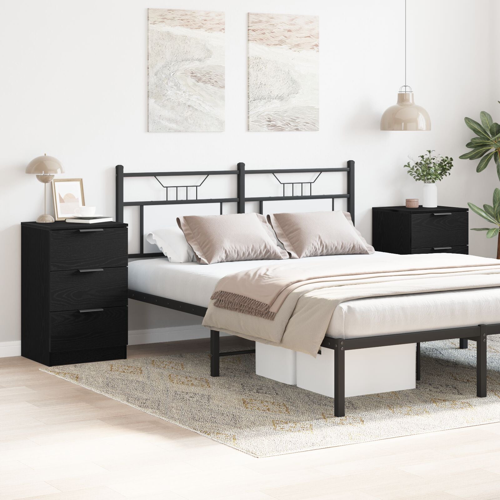 Nachtkastjes 2-Pack Zwart Eiken 40X65X65 Cm Gemaakt Van Bewerkt Hout