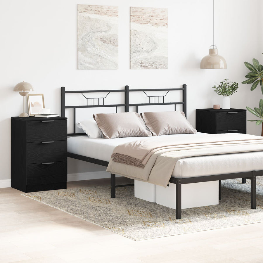 Nachtkastjes 2-Pack Zwart Eiken 40X65X65 Cm Gemaakt Van Bewerkt Hout